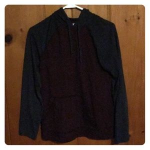 Tony Hawk maroon and black two-tone sweatshirt.